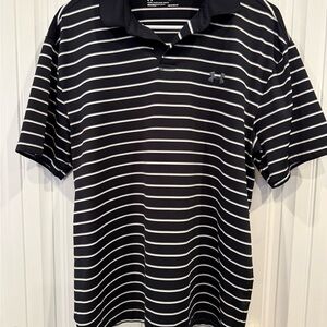 Under Armour Men's Polo in Black with White Stripes